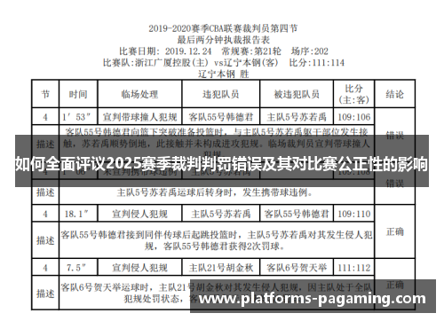 如何全面评议2025赛季裁判判罚错误及其对比赛公正性的影响